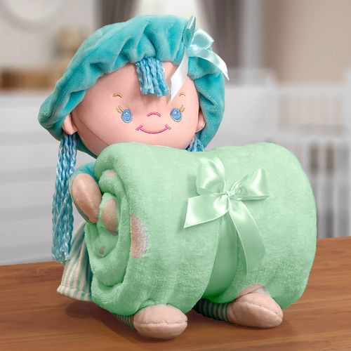Kit Manta Infantil 100cm x 75cm em Microfibra com Boneco Bouton Baby