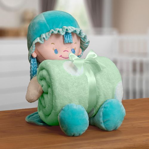 Kit Manta Infantil 100cm x 75cm em Microfibra com Boneco Bouton Baby