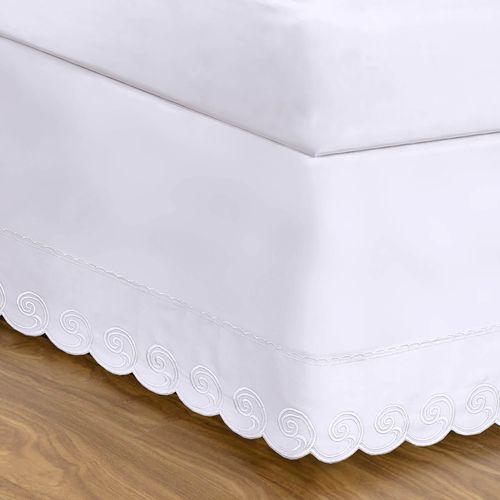 Saia para Cama Box Solteiro King Percal 180 fios Buettner Renda Arabesco