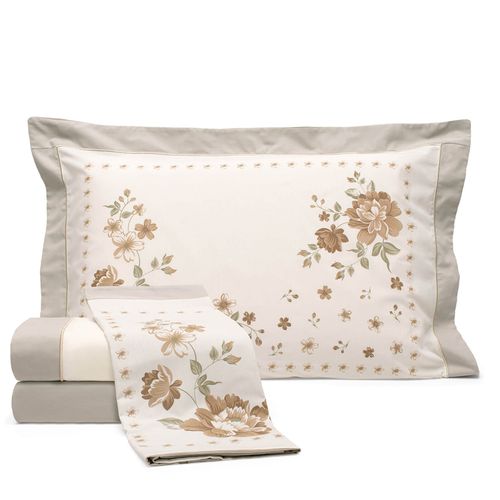 Jogo de Cama Casal 4 peças 200 fios Buettner Joice Bege