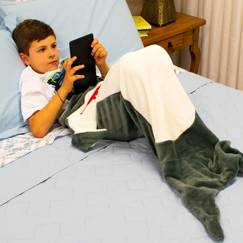 Manta Infantil de Microfibra Saco de Dormir Tubarão Bouton