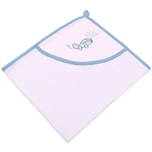 Toalha com Capuz Felpudo para Bebê Bordada com Viés Buettner Baby Voando Azul