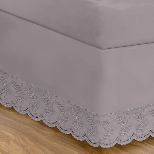 Saia para Cama Box Solteiro King Percal 180 fios Buettner Renda Maísa