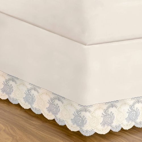 Saia para Cama Box Solteiro Percal 180 fios Buettner Renda Nancy
