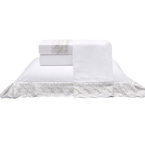 Jogo de Cama 300 Fios Cristal Renda Estela Buettner