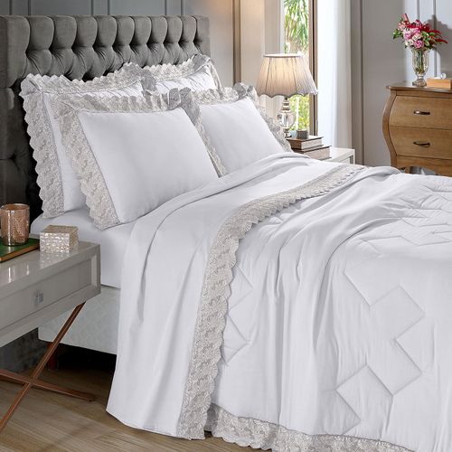 Jogo de Cama 300 Fios Cristal Renda Estela Buettner