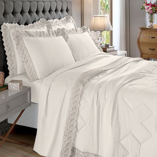 Edredom 300 Fios Cristal Renda Estela Buettner