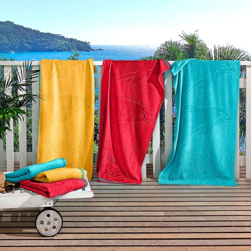 Toalha de Praia 81cm x 1,50m Praia Jacquard Golfinho Buettner