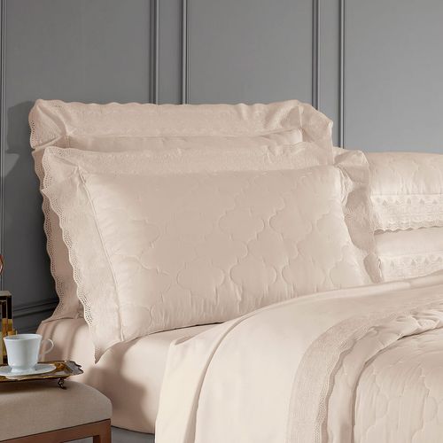 Porta Travesseiro Avulso 300 Fios Cristal Renda Luisa Buettner