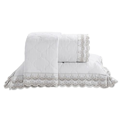 Kit Cobre Leito 300 Fios Cristal Renda Luana Buettner