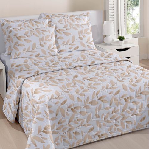 Kit Cobre Leito Microfibra Sonata Estampado Folhas Buettner