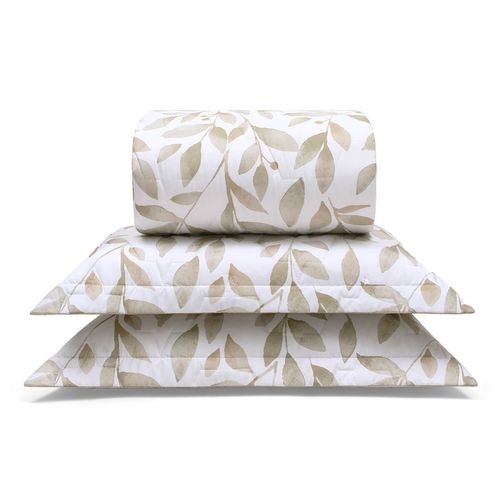 Kit Cobre Leito Microfibra Sonata Estampado Folhas Buettner