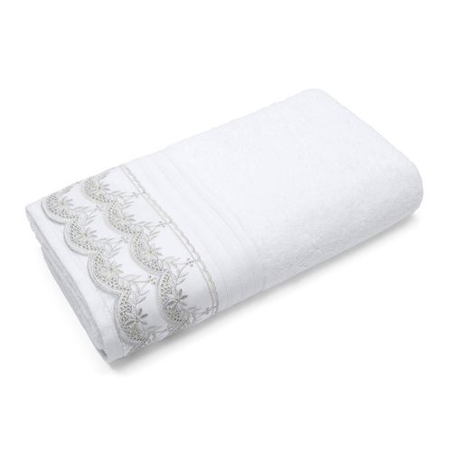 Toalha de Banho Gigante 81cm x 1,50m Algodão Egípcio Cristal Renda Luana Buettner