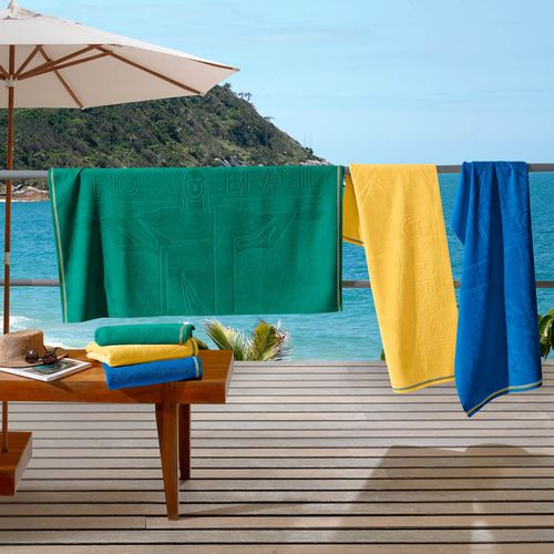 Toalha de Praia 70cm x 1,40m Turismo Jacquard Cristo Redentor Buettner