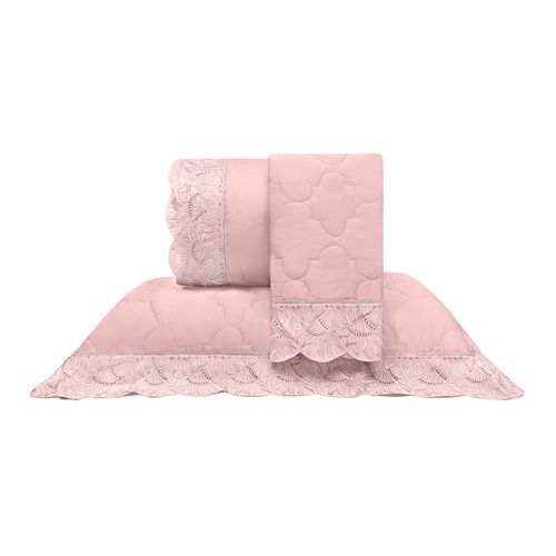 Kit Cobre Leito 300 Fios Cristal Renda Paola Buettner