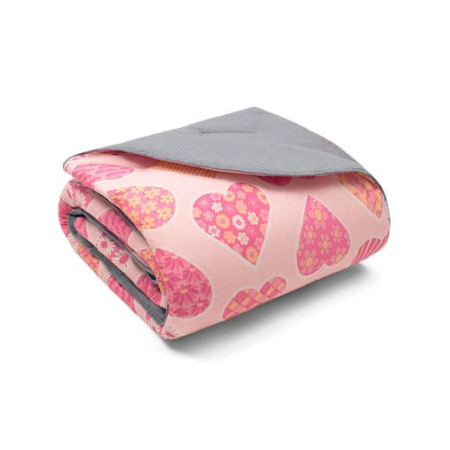 Edredom Malha Basic Estampado Infantil Corações Buettner