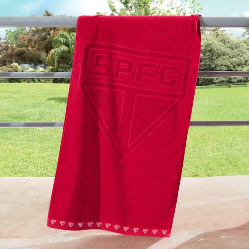 Toalha de Banho Barra Bordada Futebol Jacquard São Paulo Buettner