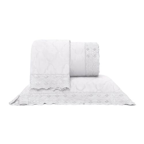 Kit Cobre Leito 300 Fios Cristal Renda Nadine Buettner